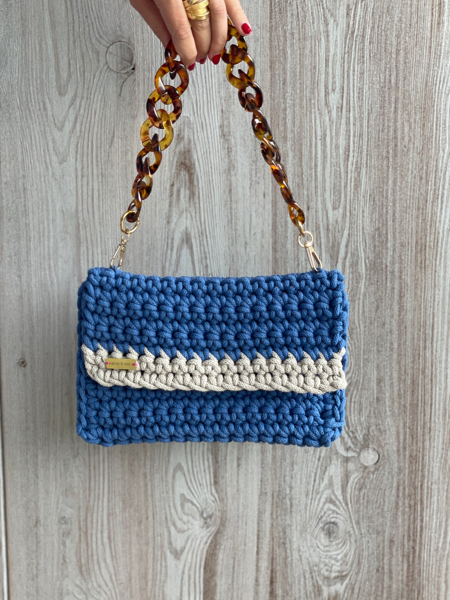 Bohemian luxe blue with beige stripe