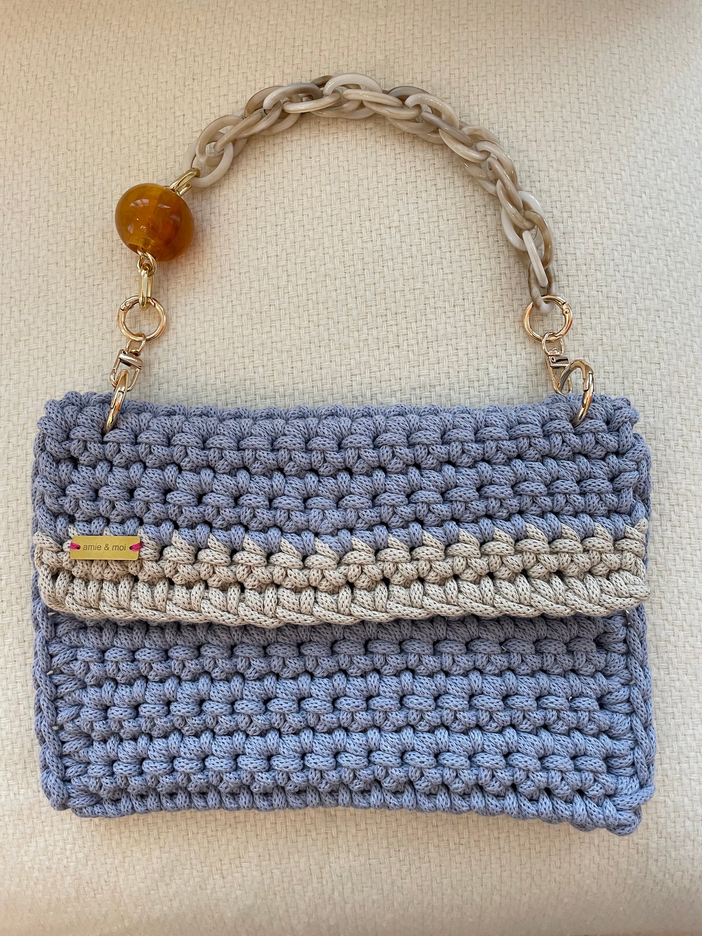 Bohemian luxe light blue with beige stripe