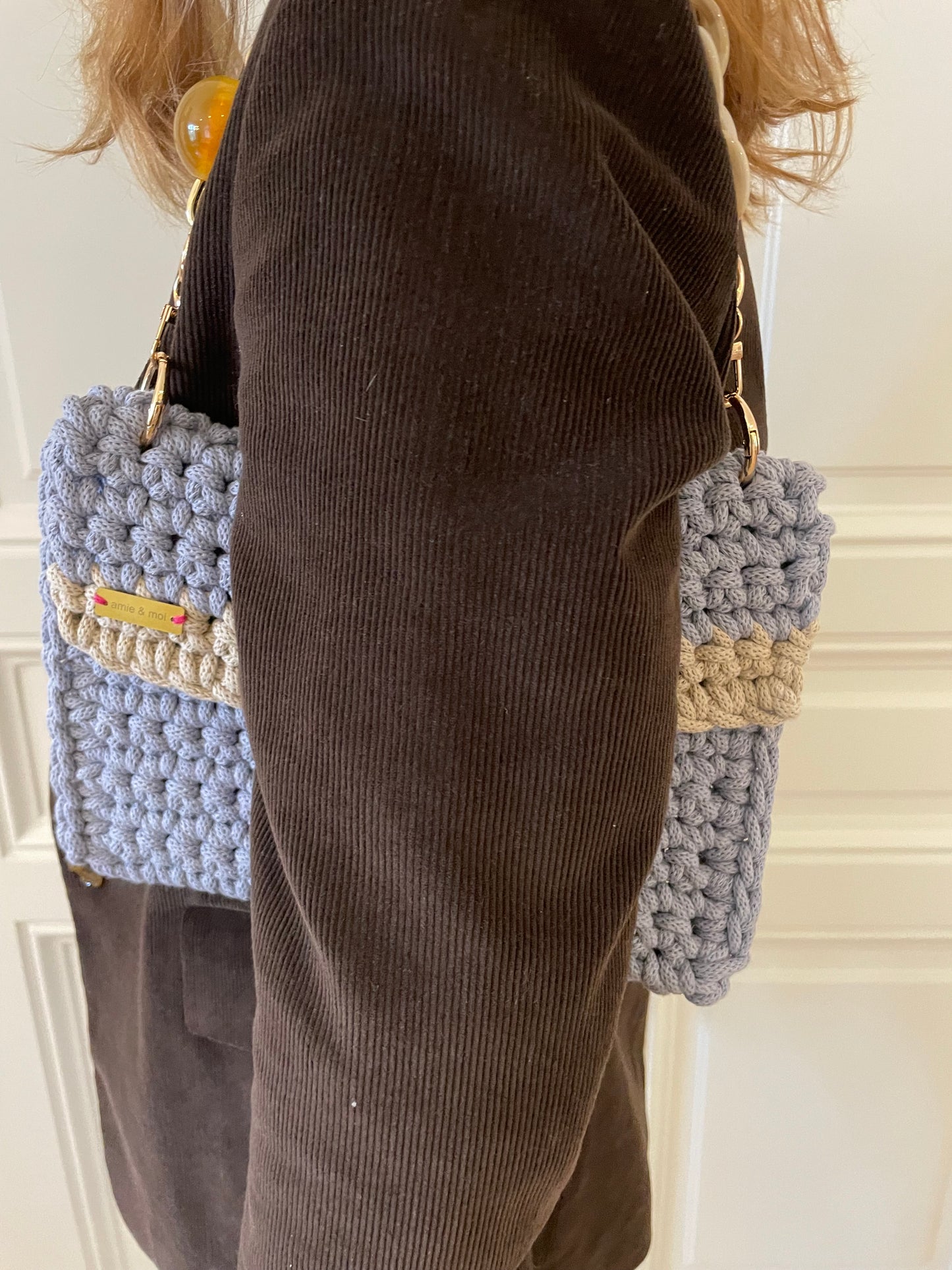 Bohemian luxe light blue with beige stripe